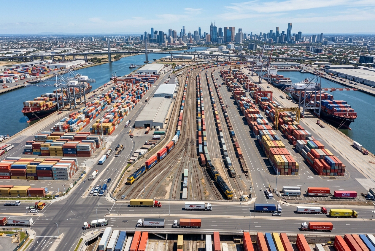 Port of Melbourne and intermodal freight logistics infrastructure in Australia