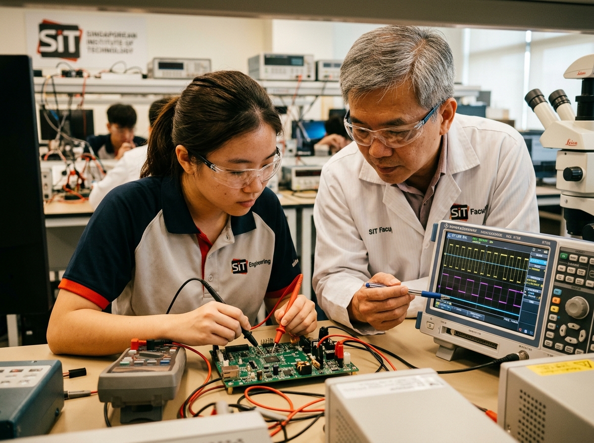 Professional engineers in an advanced high-tech industrial environment