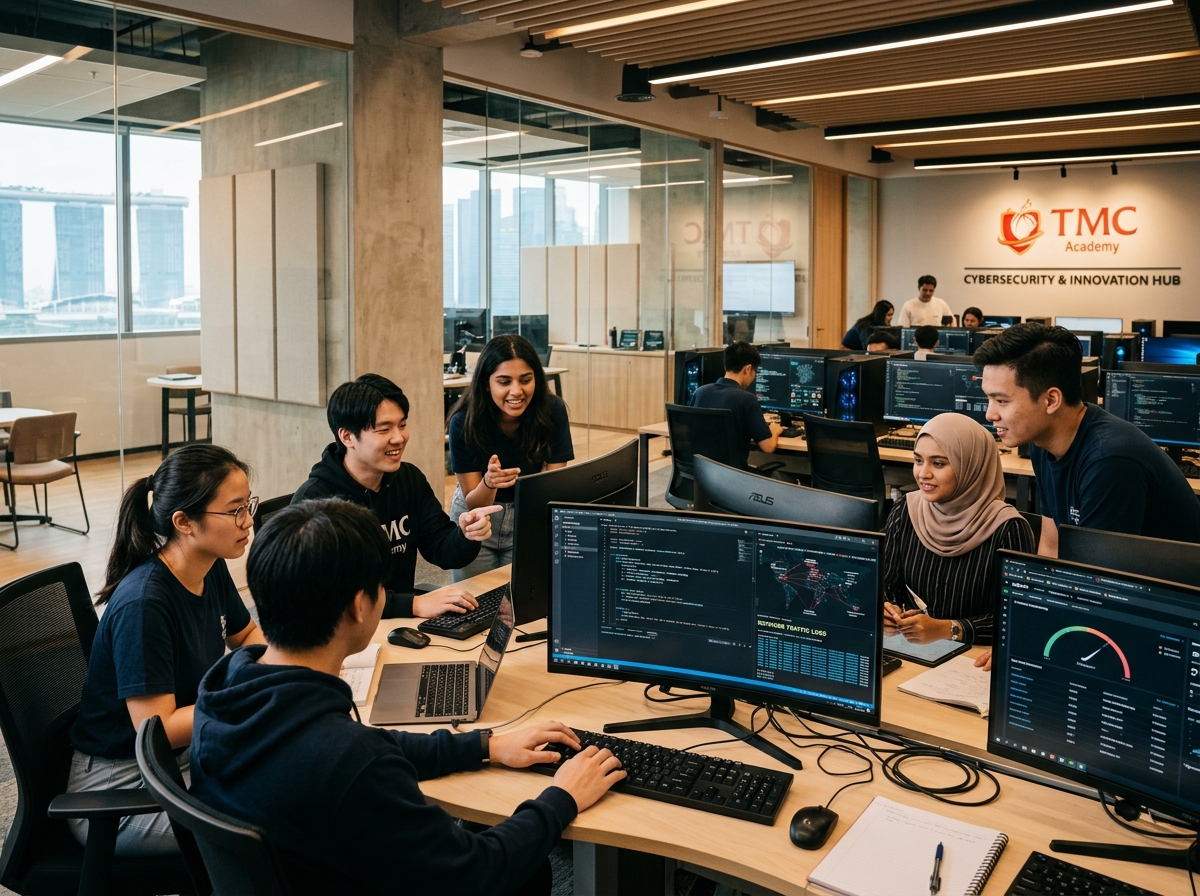 Sinh viên thực hành tại phòng lab An ninh mạng TMC Academy Singapore
