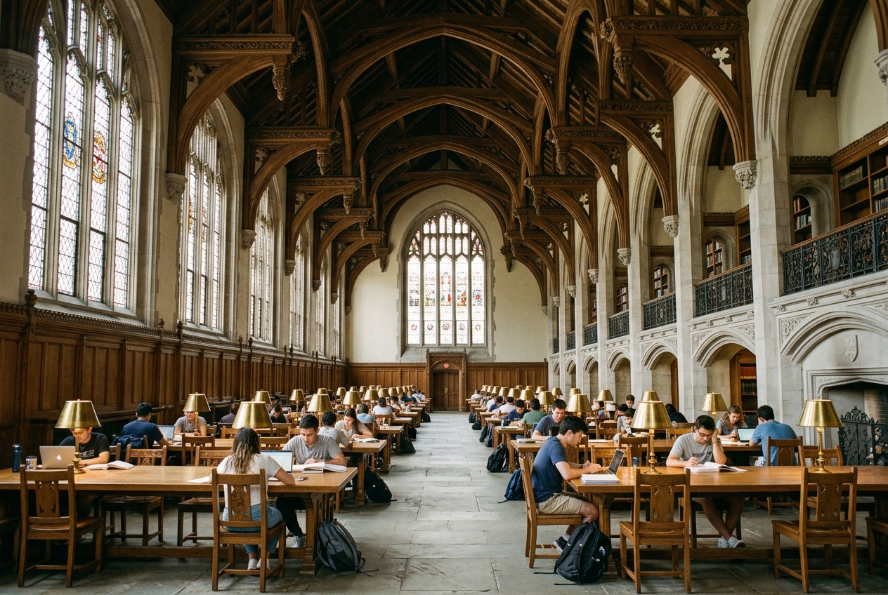 Magnificent collegiate gothic library at a top American university